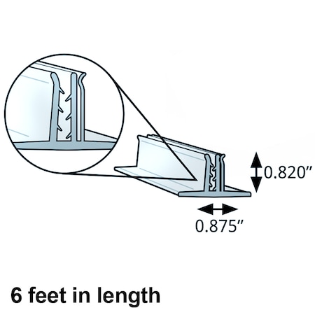 Azar Displays 72"L x 0.875"W x 0.82" H Clear Double T-Sign Holder, PK5 600063-CLR